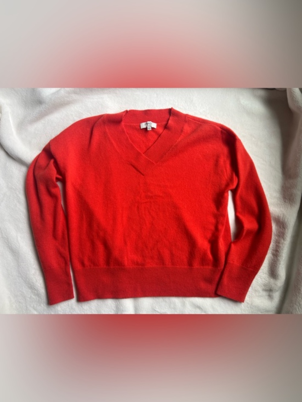 Madewell Womens Small 100% Cashmere V Neck Sweater Red Soft‎ Knit Pullover